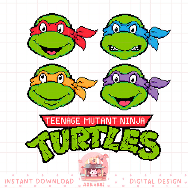 Teenage Mutant Ninja Turtles 16-Bit Turtle Heads png, digital download, instant .jpg