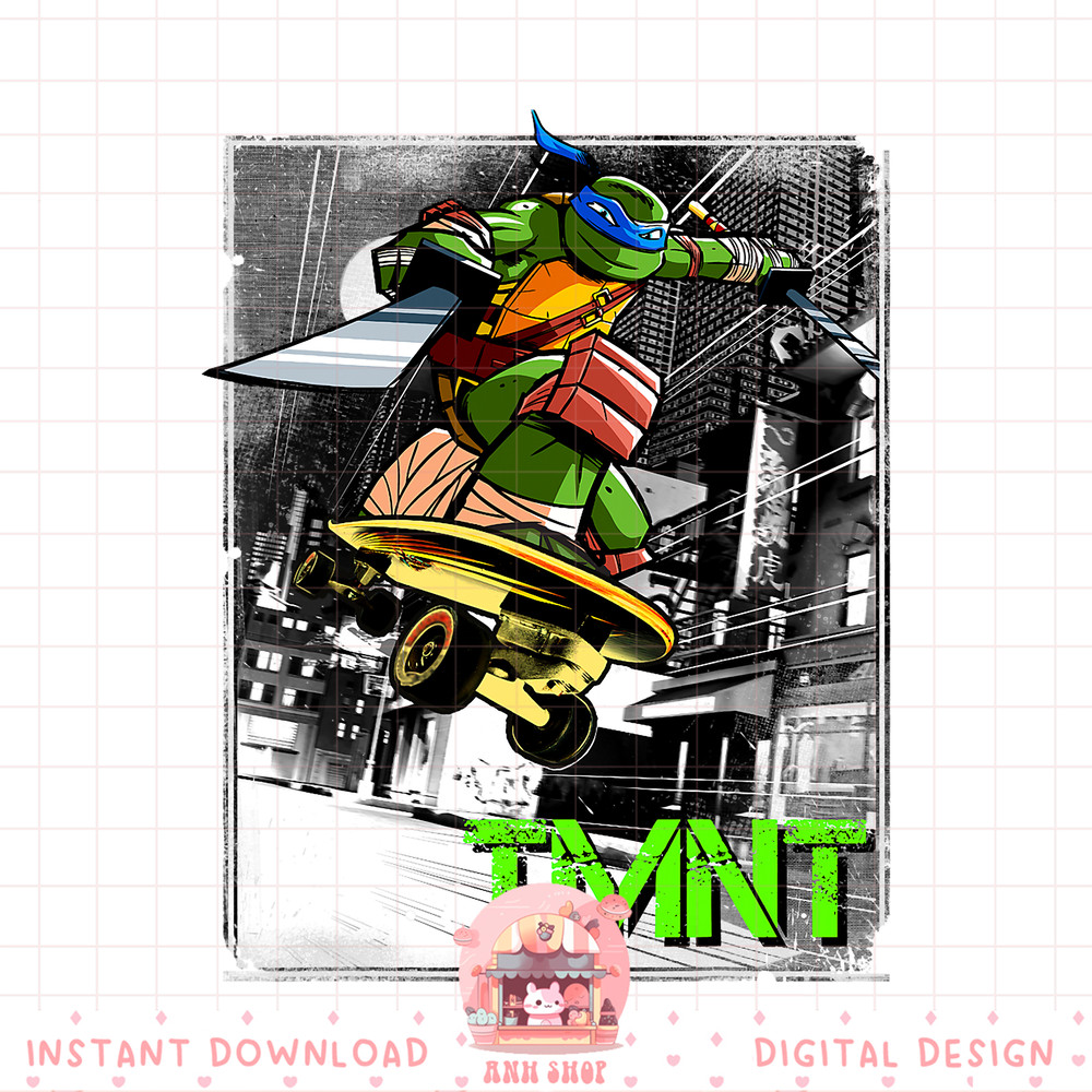 Teenage Mutant Ninja Turtles Leonardo Skateboarding png, digital download, instant .jpg