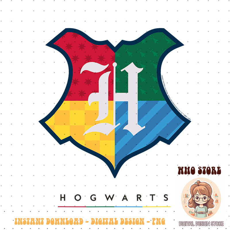Harry Potter Hogwarts Multi Colored Shield Crest PNG Download.jpg