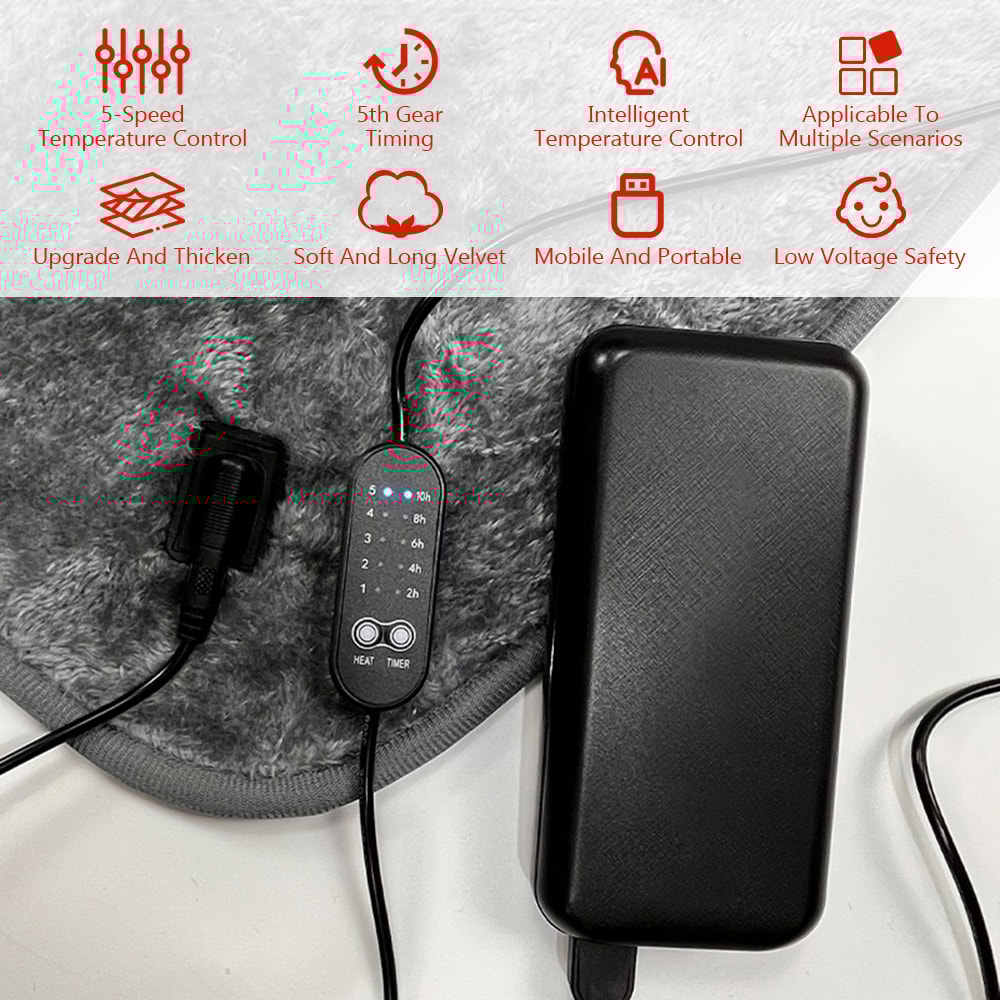 USB Electric Heating Blanket Adjustable Temperature Heating Pad With Timing Plush Winter Warmup Ove 2
