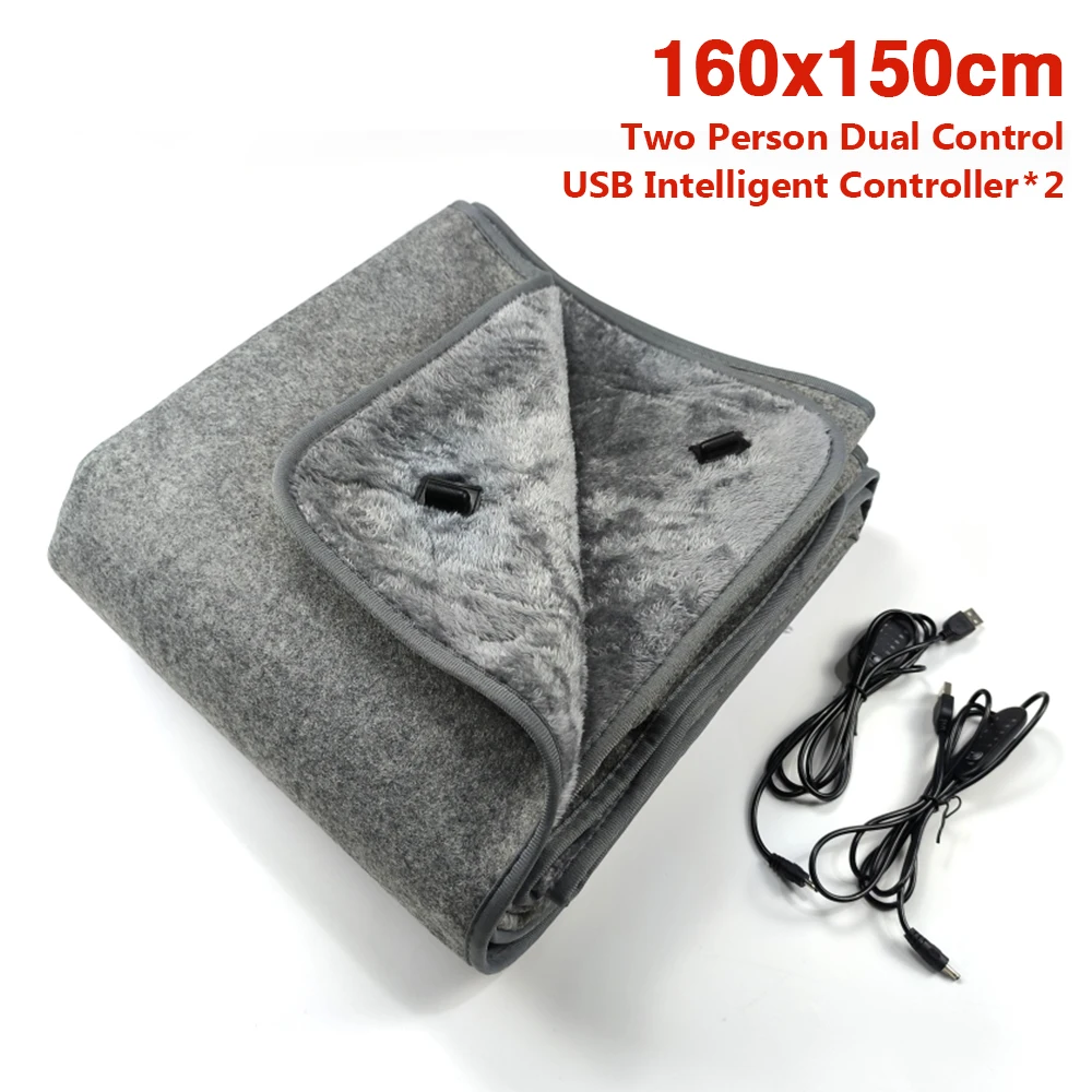 USB Electric Heating Blanket Adjustable Temperature Heating Pad With Timing Plush Winter Warmup Ove 7