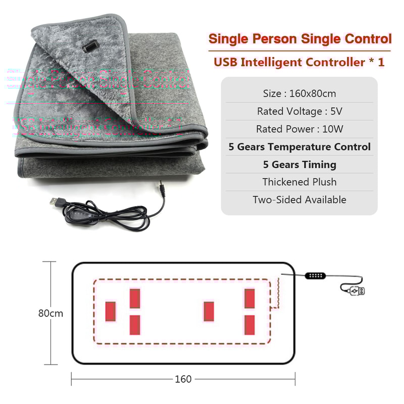 USB Electric Heating Blanket Adjustable Temperature Heating Pad With Timing Plush Winter Warmup Ove 4