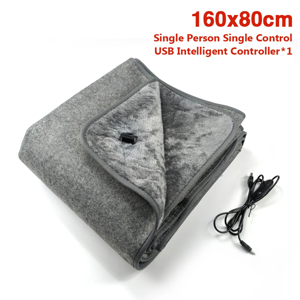 USB Electric Heating Blanket Adjustable Temperature Heating Pad With Timing Plush Winter Warmup Ove 6