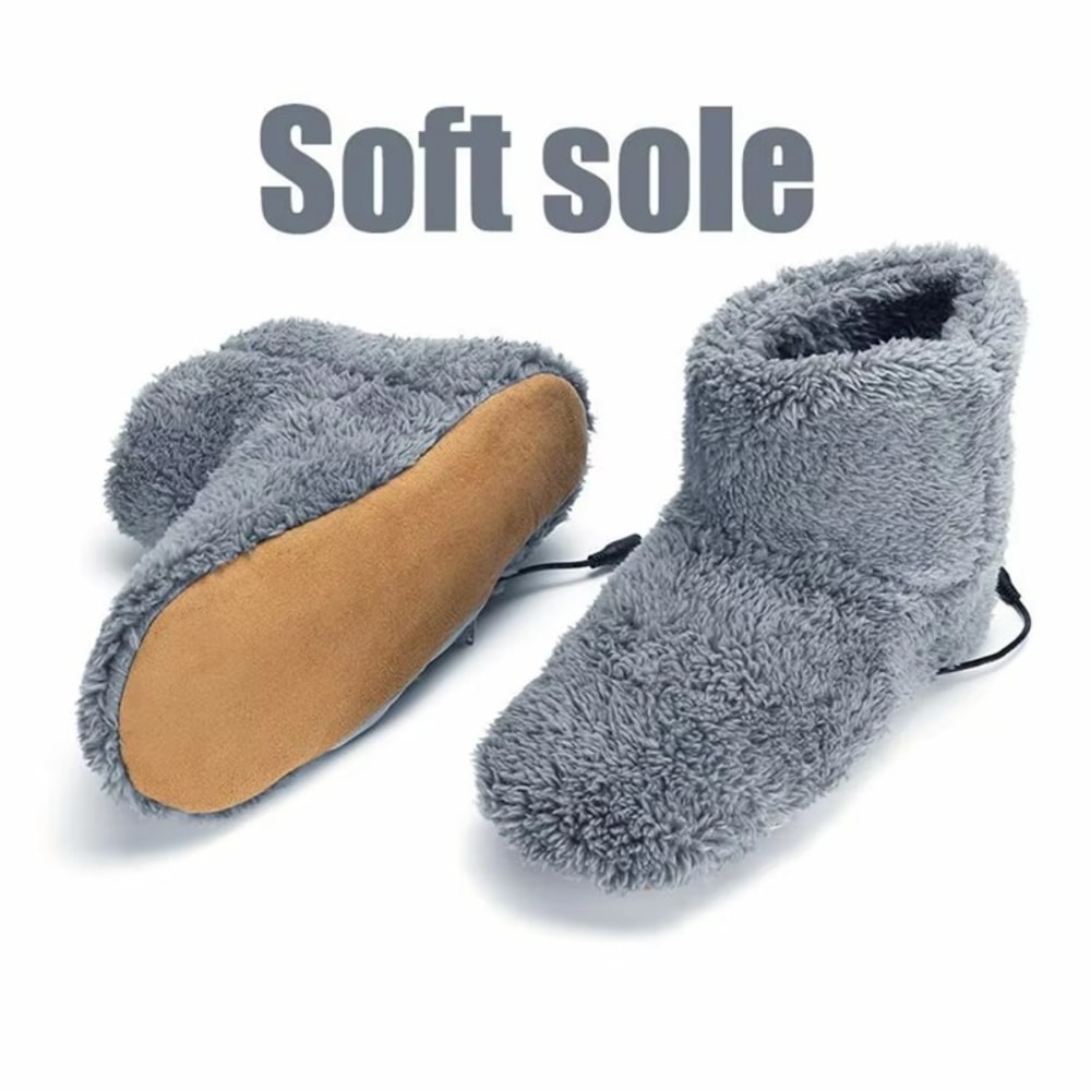 USB Heater Shoes Winter Warm Plush Heating Rechargeable Slippers Electric Snow Boots Foot Warmer 3