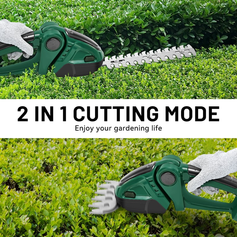 2 IN 1 Electric Hedge Trimmer Grass Scissors Lawn Mower Cordless Garden Shrub Pruning Tool Gardener 1