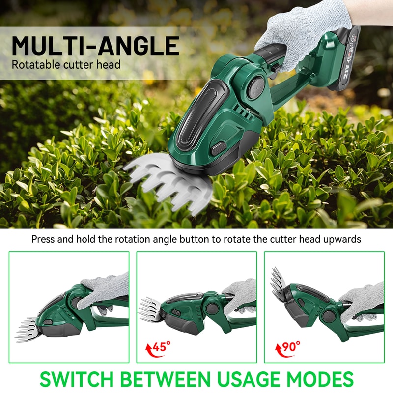 2 IN 1 Electric Hedge Trimmer Grass Scissors Lawn Mower Cordless Garden Shrub Pruning Tool Gardener 4