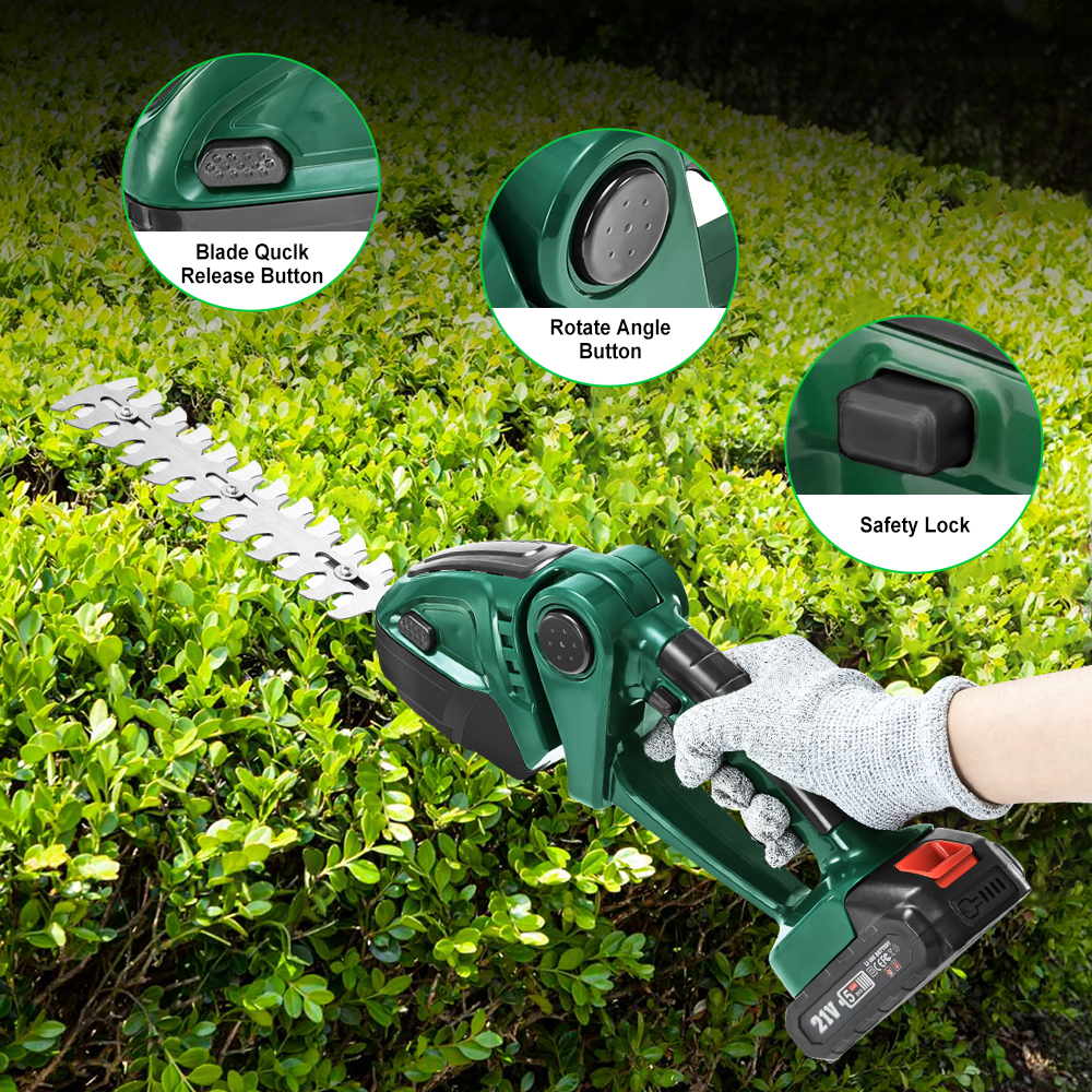 2 IN 1 Electric Hedge Trimmer Grass Scissors Lawn Mower Cordless Garden Shrub Pruning Tool Gardener 3