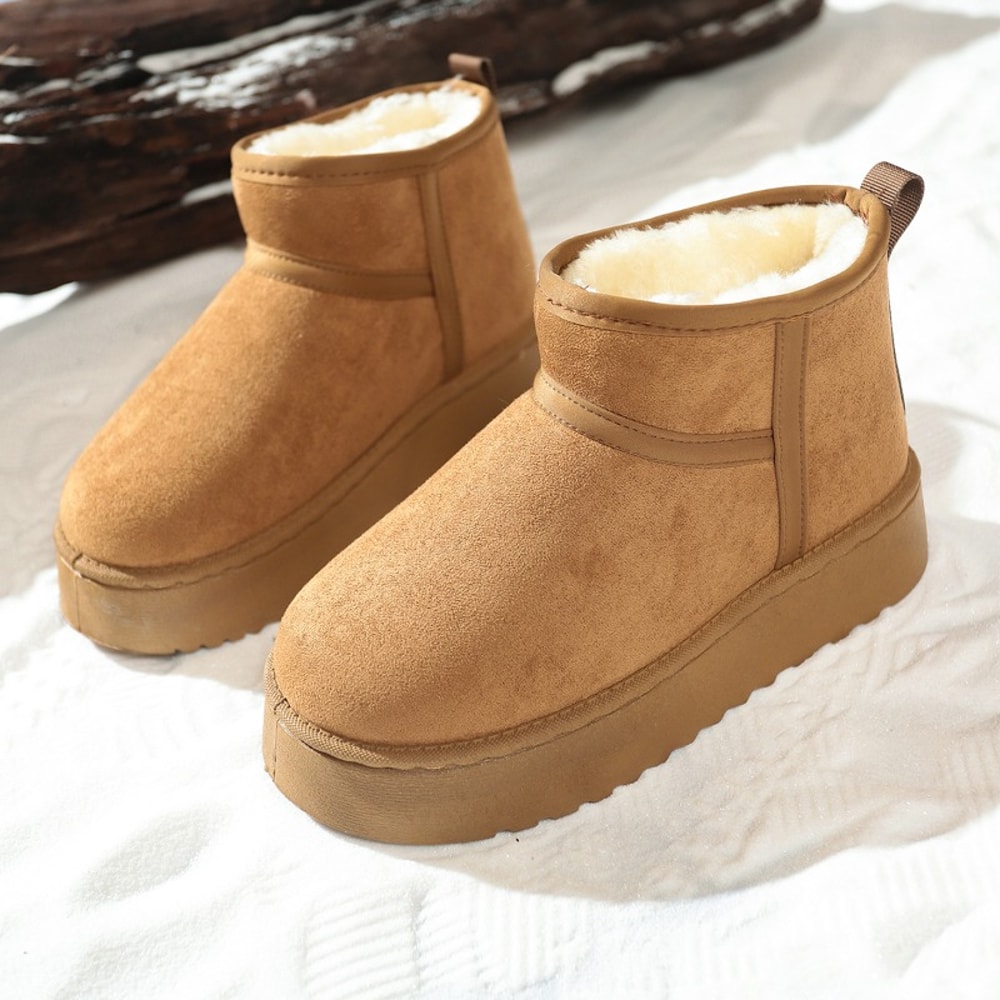 Real Sheepskin Wool Low Cut Warm Shoes For Women Comfortable Fashion Short Winter Boots With Fur Sn 1