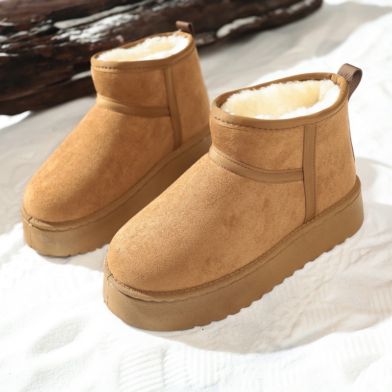 Real Sheepskin Wool Low Cut Warm Shoes For Women Comfortable Fashion Short Winter Boots With Fur Sn 1