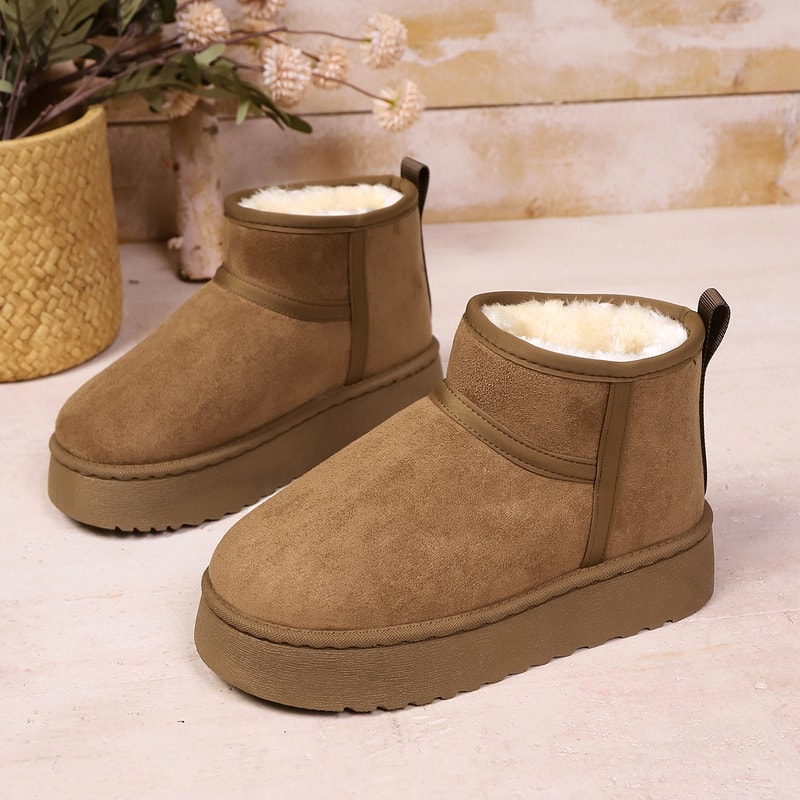 Real Sheepskin Wool Low Cut Warm Shoes For Women Comfortable Fashion Short Winter Boots With Fur Sn 6
