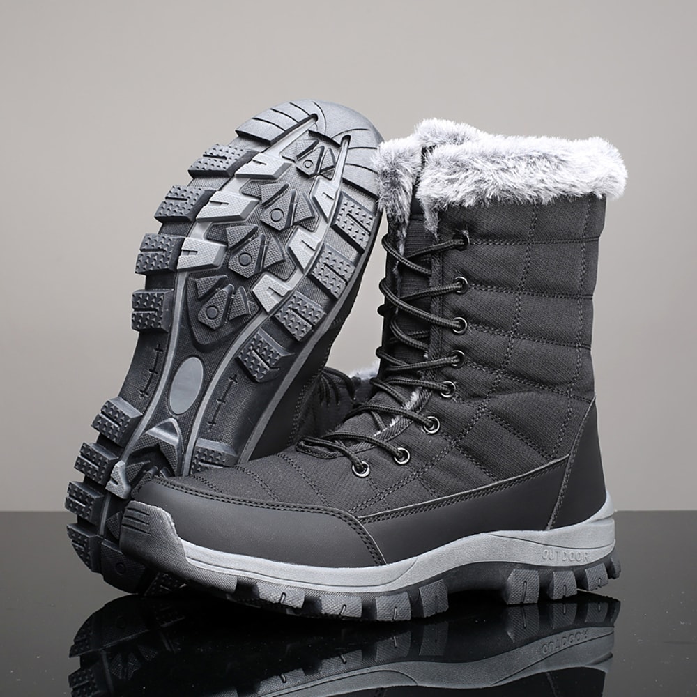 Winter Mens Snow Boots Warm Plush Antislip Outdoor Hiking Boots Womens Midlength Couple Sports Shoe 6