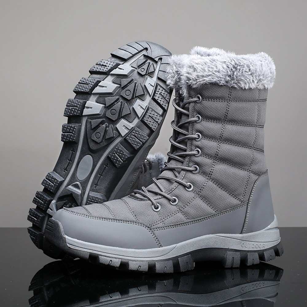 Winter Mens Snow Boots Warm Plush Antislip Outdoor Hiking Boots Womens Midlength Couple Sports Shoe 7