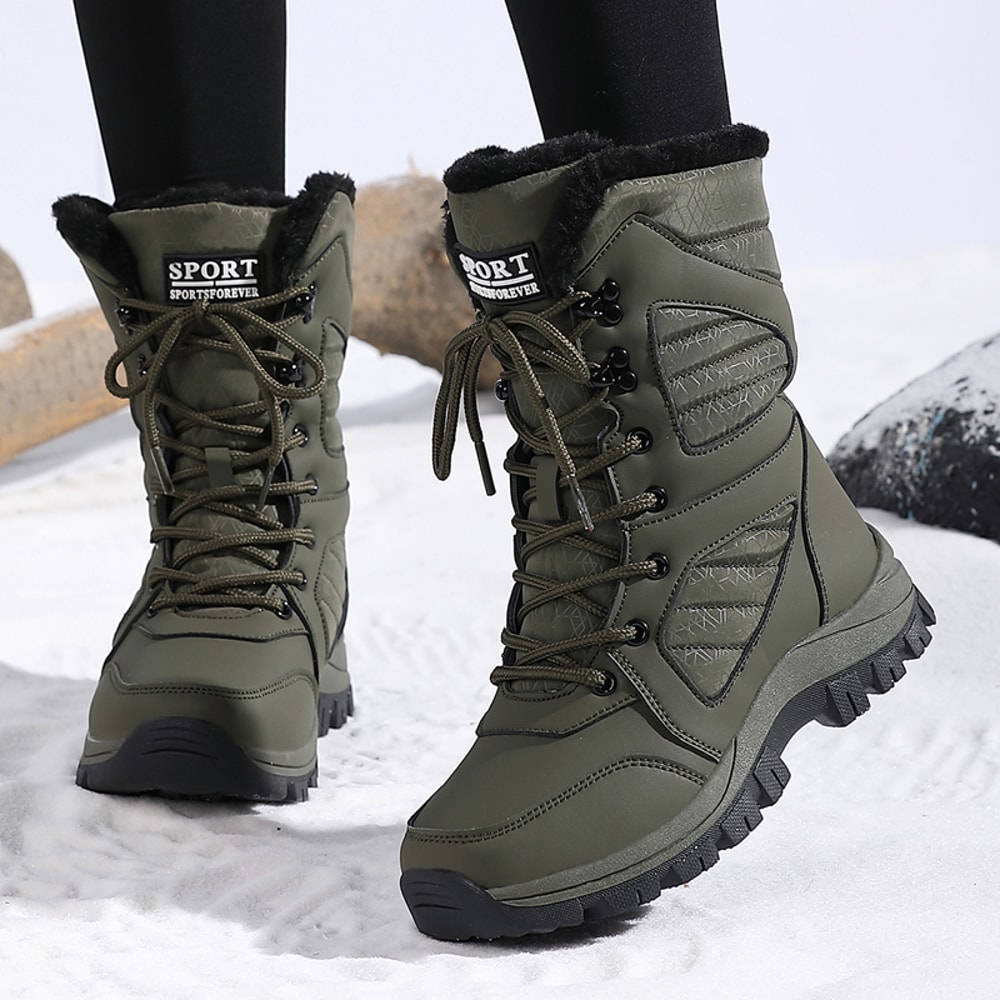 Winter Womens Snow Boots High Top Waterproof Ankle Boots Ladies Thick Plus Warm Snow Hiking Outdoor 2