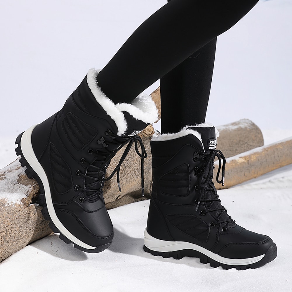Winter Womens Snow Boots High Top Waterproof Ankle Boots Ladies Thick Plus Warm Snow Hiking Outdoor 3