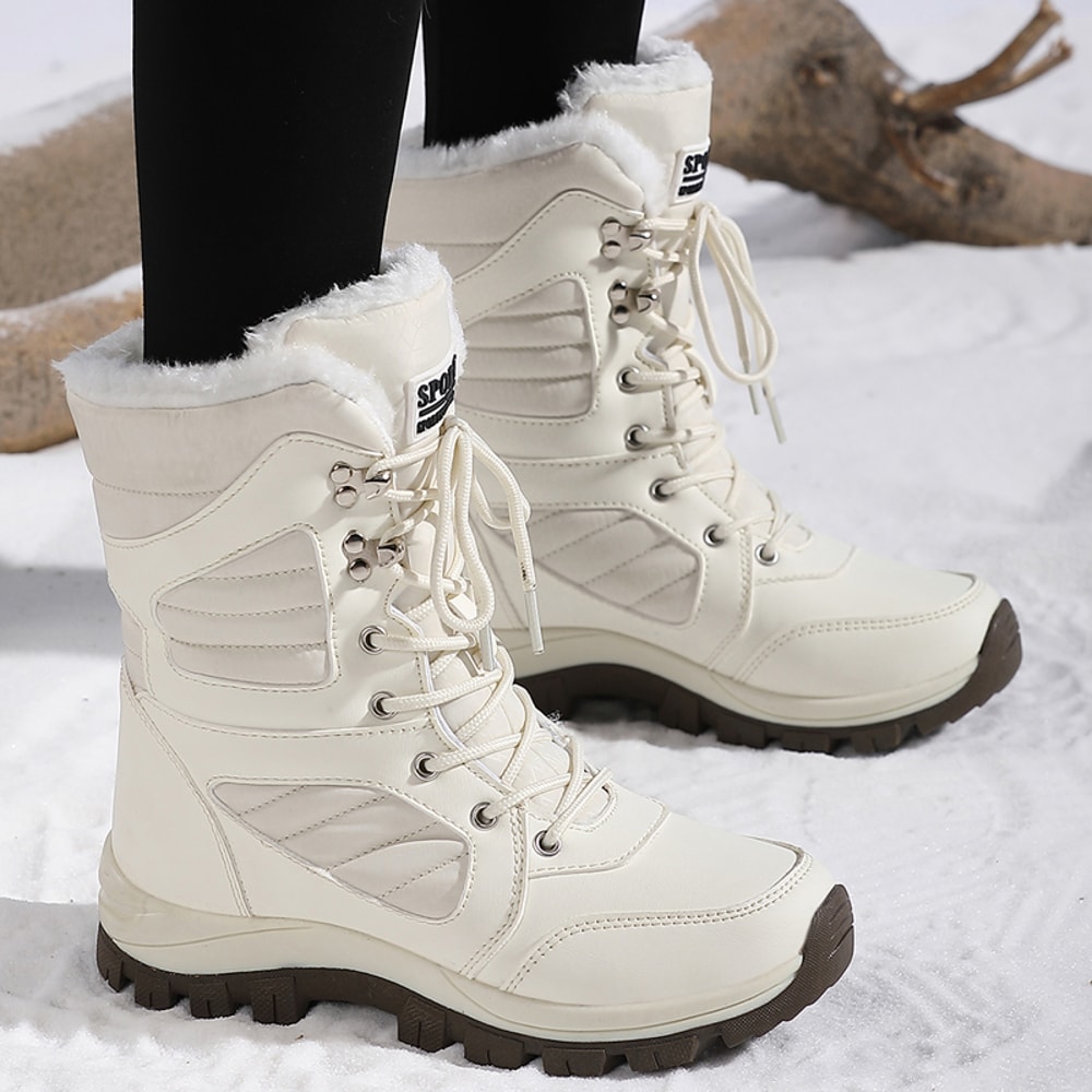Winter Womens Snow Boots High Top Waterproof Ankle Boots Ladies Thick Plus Warm Snow Hiking Outdoor 4