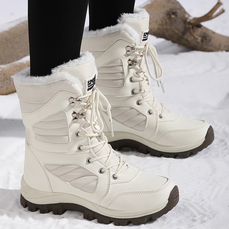 Winter Womens Snow Boots High Top Waterproof Ankle Boots Ladies Thick Plus Warm Snow Hiking Outdoor 4