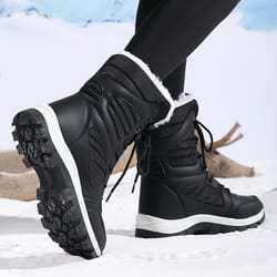 winter women's snow boots, high top waterproof ankle boots ladies, thick plus warm snow hiking outdoor shoes sneakers