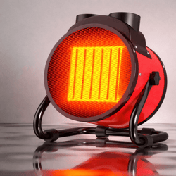 portable electric space heater with fan adjustable thermostat heat fan mode, overheat tip over protection