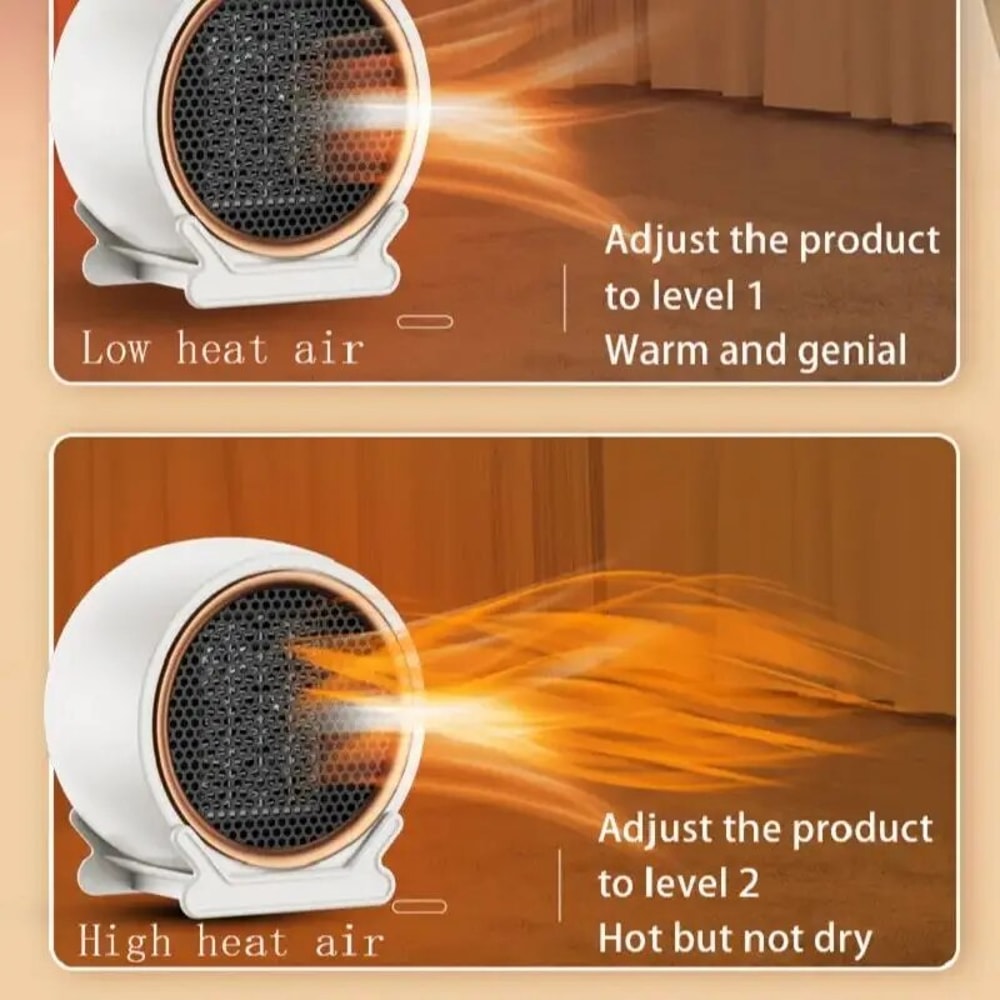 Portable Desktop Space Heater With PTC Fast Heating Dual Speed Settings Electric Warm Air Blower Fo 2