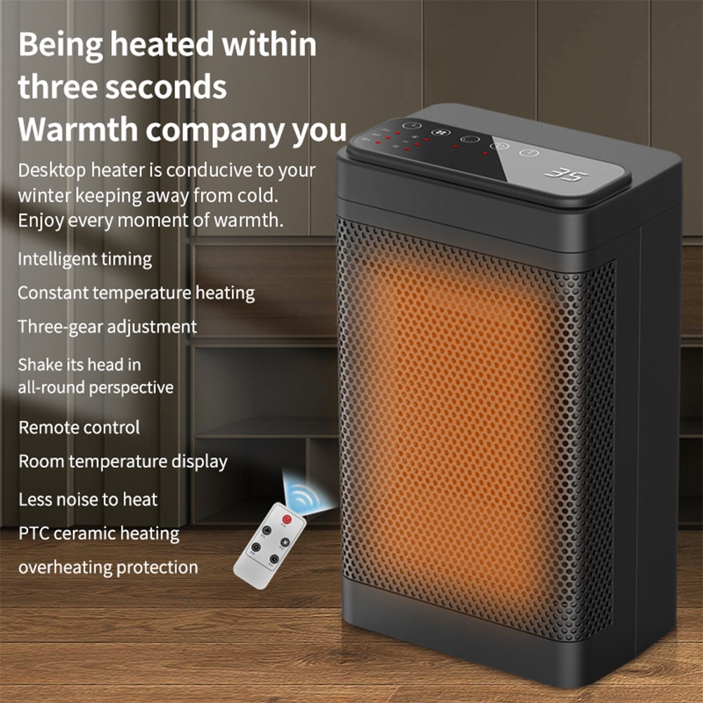 Portable Electric PTC Fan Heater Bathroom Living Room Constant Temperature Shake Head Remote Contro 1