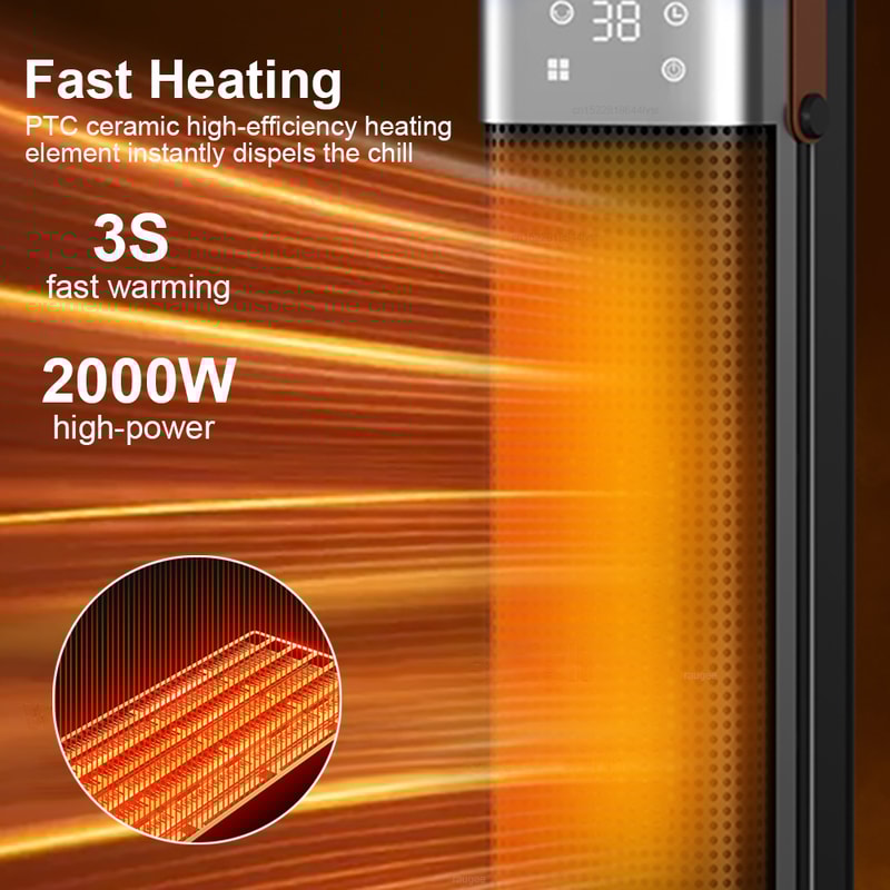 Electric Heater With Portable Fast Heating Fan Intelligent Digital Display Hot Air Blower Remote Co 1