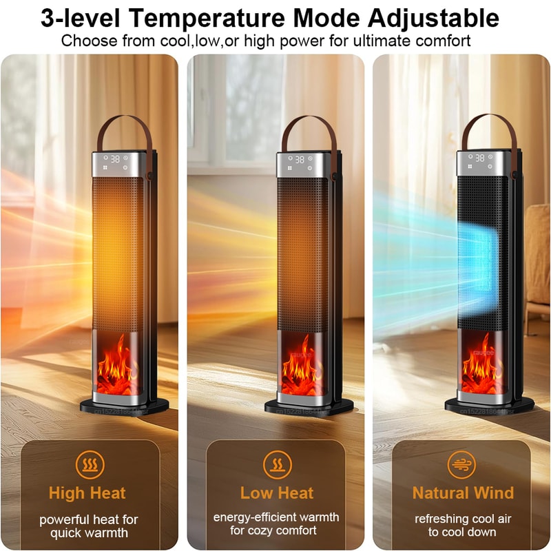Electric Heater With Portable Fast Heating Fan Intelligent Digital Display Hot Air Blower Remote Co 3