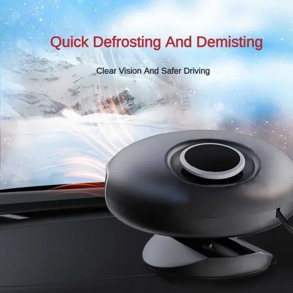 Car Heater Fan Mini Electric Cooling Heating Auto Windshield Defroster Defogging Demister Vehicle 2