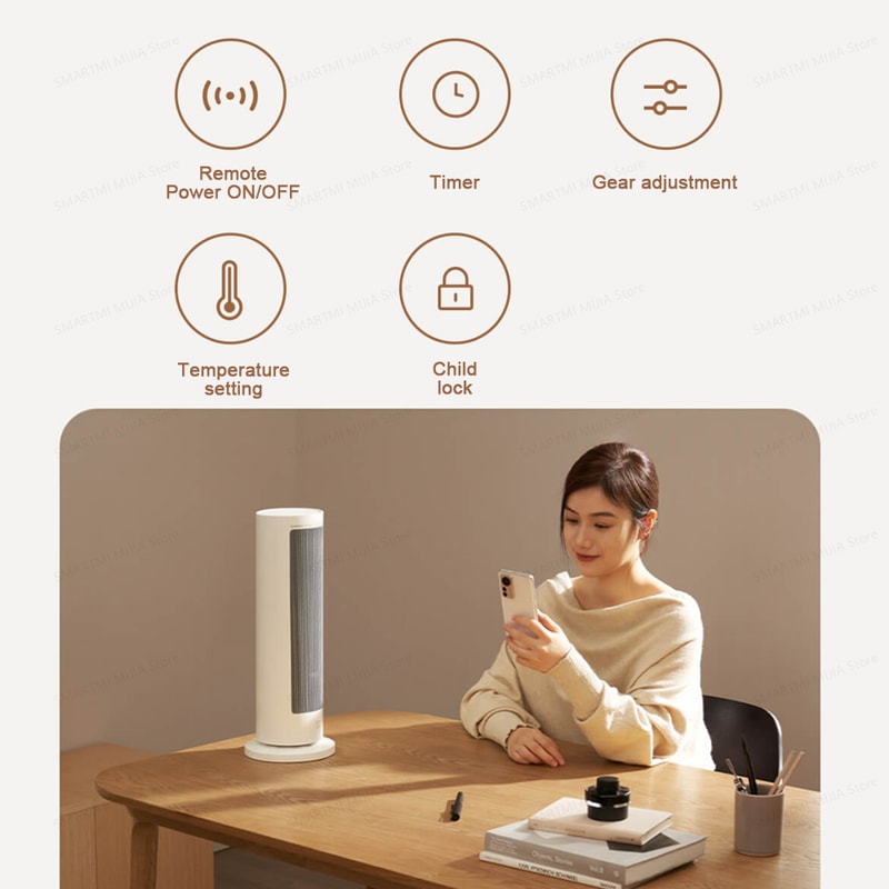 Heater Fan PTC Ceramic Heaters With Smart Control Timer 70 WideAngle Oscillation For Fast Indoor He 2