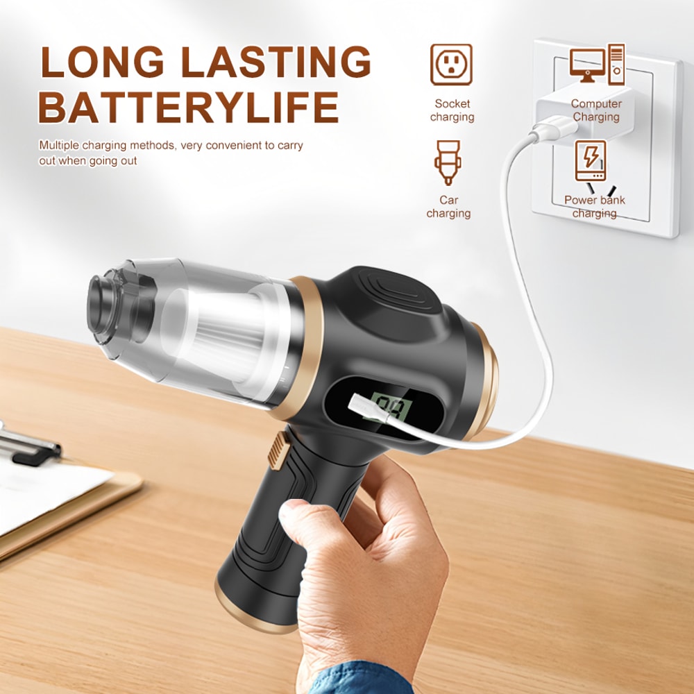 Cordless Handheld Vacuum Cleaner Powerful Suction Vacuum For Car And Home Absorbs Dust Debris Pet H 4