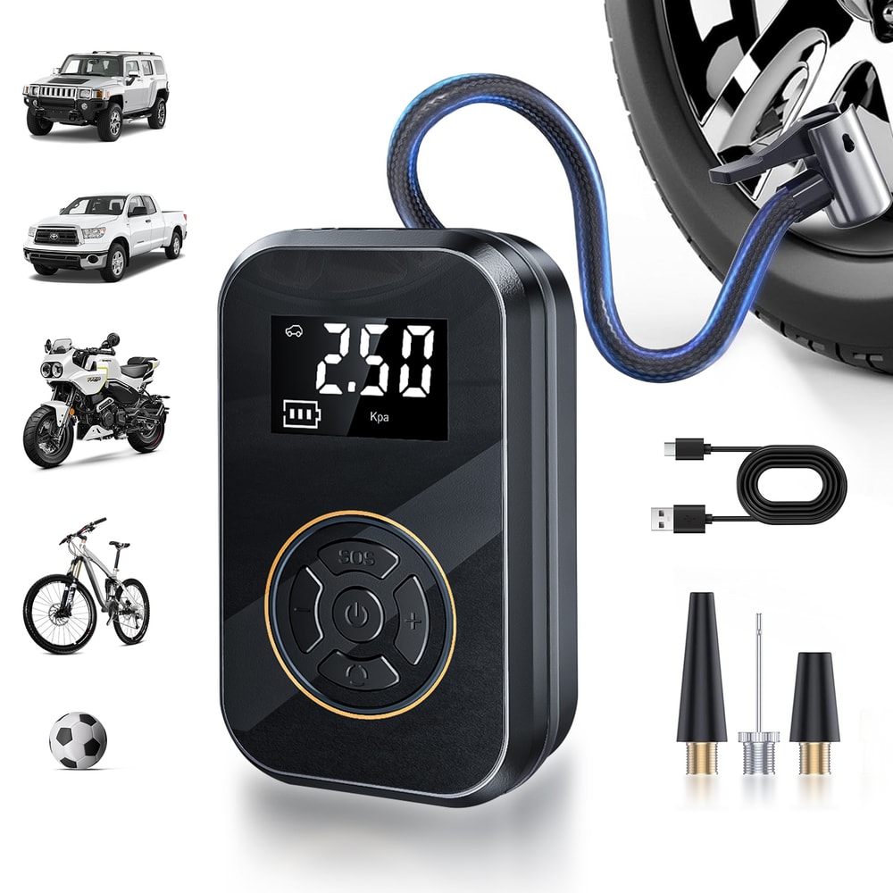 Portable Tire Inflator Car Electric Inflator Pump With Digital Display Mini Bicycle Air Pump For Ca 0