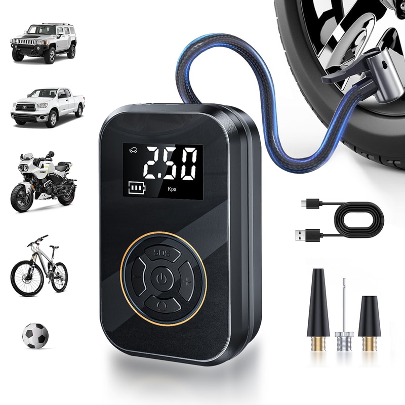 Portable Tire Inflator Car Electric Inflator Pump With Digital Display Mini Bicycle Air Pump For Ca 0