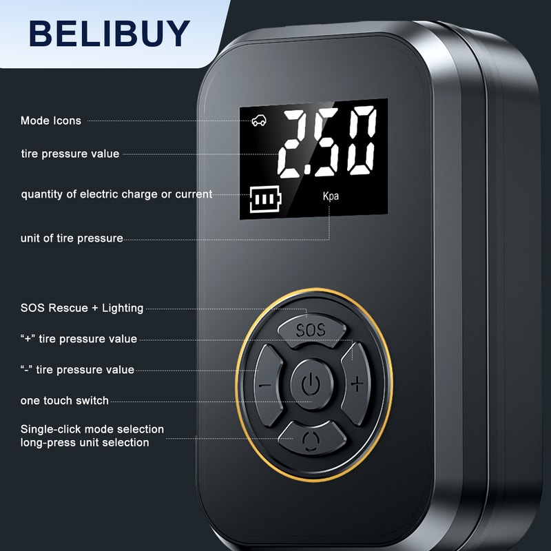 Portable Tire Inflator Car Electric Inflator Pump With Digital Display Mini Bicycle Air Pump For Ca 3