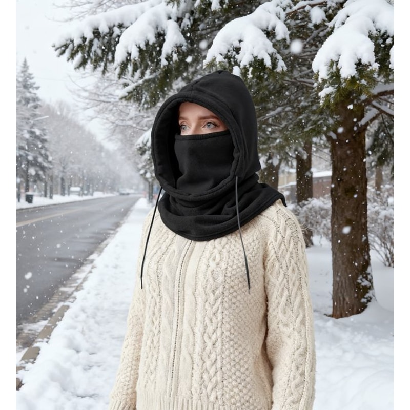 Unisex Winter Balaclava Knit Hood Windproof Mask With Drawstring Motorcycle Riding Headgear Warm Kn 5