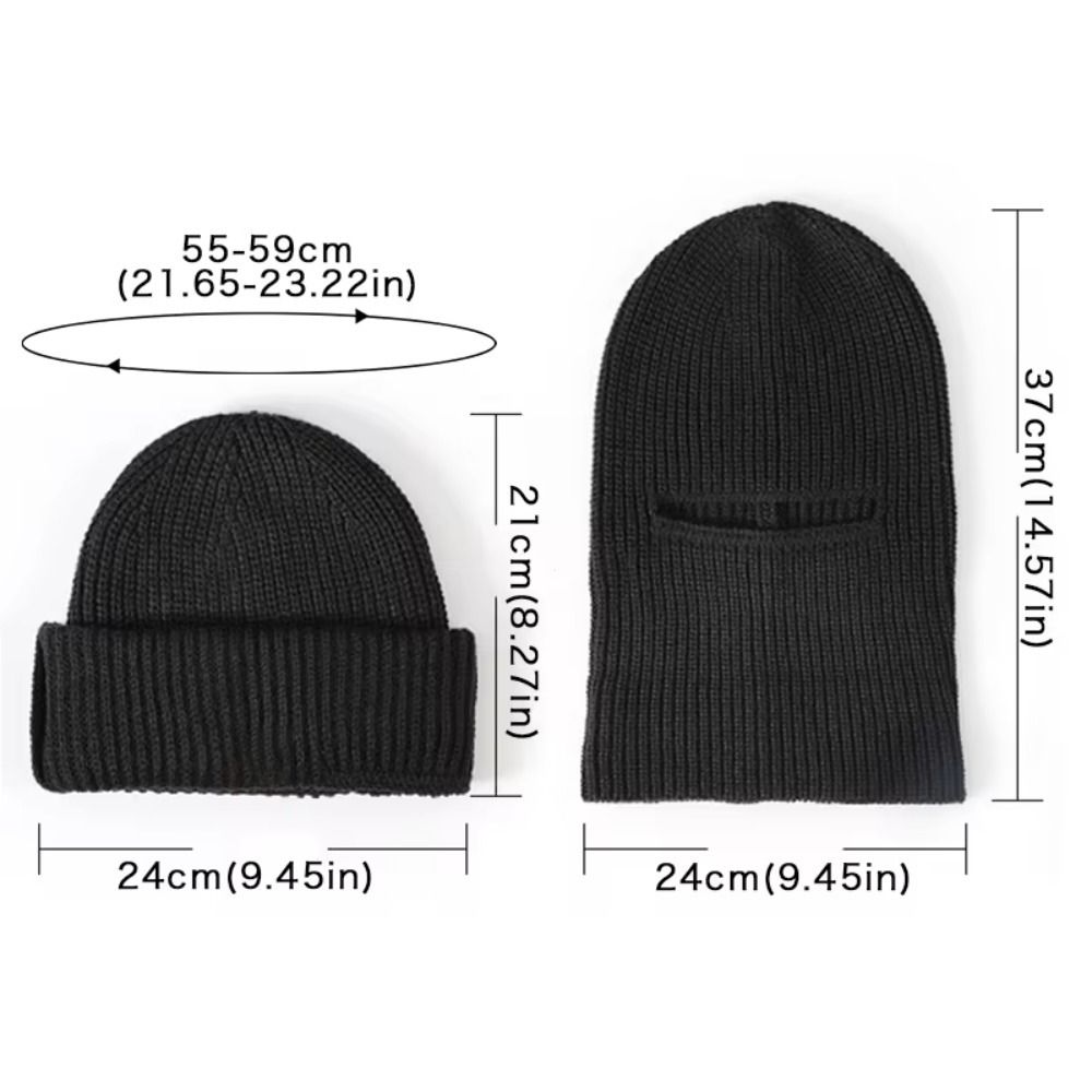 Knitted Thicken Winter 2-in-1 Mask Beanies Hat, Ski Balaclava Full Face Mask, Thermal Windproof Coldproof Running Hat