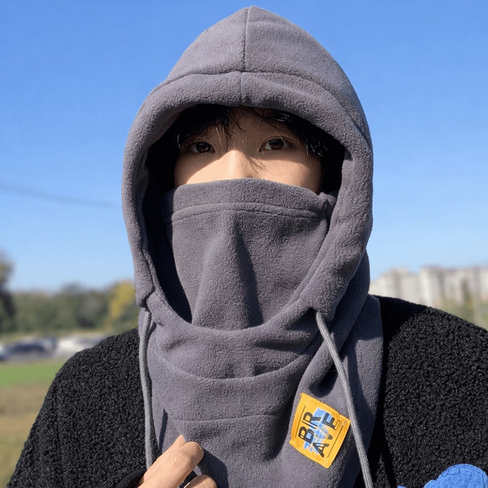 Winter Warm Hooded Hat Windproof Thickened Polar Fleece Ski Cycling Neck Cover Mask For Men Women 0