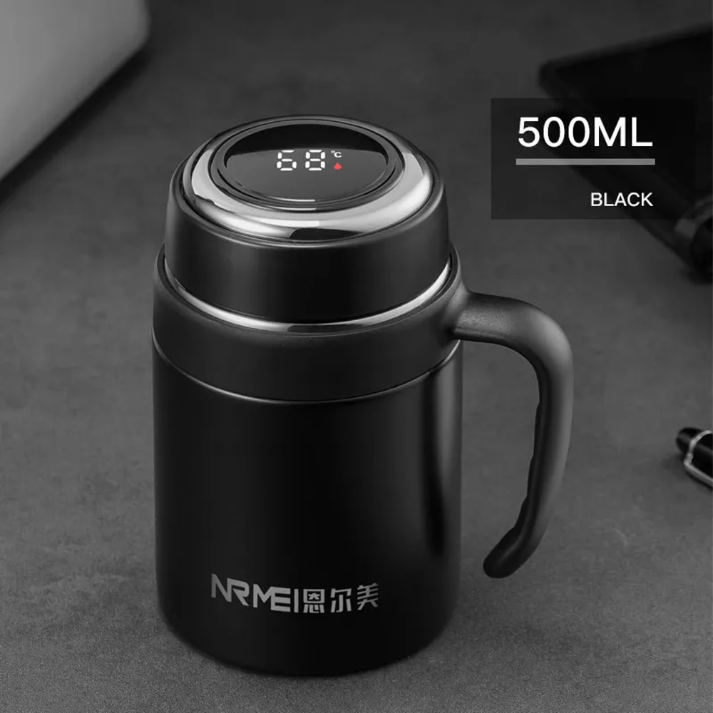 Premium Stainless Steel Digital Display Thermos Cup With Tea Infuser Portable Vacuum Flask Handgrip 6