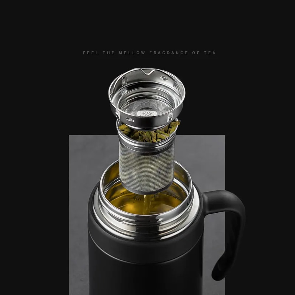Premium Stainless Steel Digital Display Thermos Cup With Tea Infuser Portable Vacuum Flask Handgrip 4