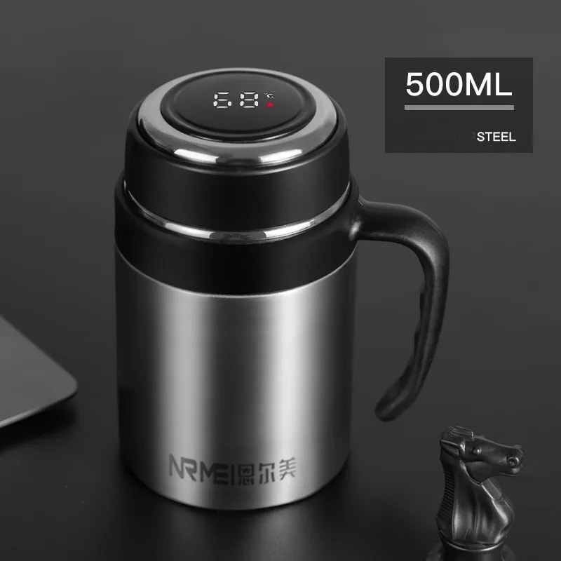 Premium Stainless Steel Digital Display Thermos Cup With Tea Infuser Portable Vacuum Flask Handgrip 7