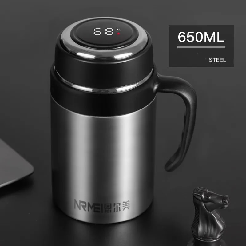 Premium Stainless Steel Digital Display Thermos Cup With Tea Infuser Portable Vacuum Flask Handgrip 8