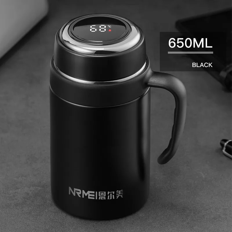 Premium Stainless Steel Digital Display Thermos Cup With Tea Infuser Portable Vacuum Flask Handgrip 9