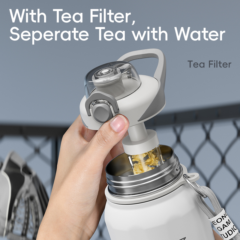 Large Capacity Stainless Steel Thermos Bottle One Button Open Water Bottle With Rope Outdoor Sport 3