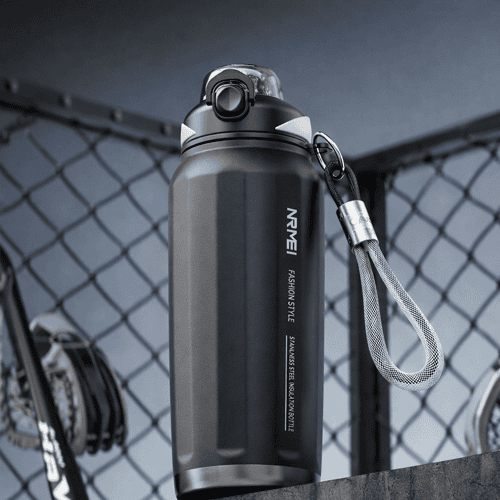 Large Capacity Stainless Steel Thermos Bottle, One Button Open Water Bottle with Rope, Outdoor Sport Vacuum Flask