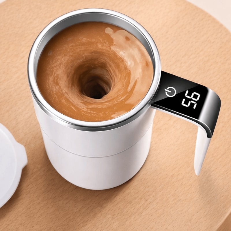 USB Rechargeable Automatic Magnetic Cup Electric Coffee Self Mixing Mug With LED Temperature Displa 6