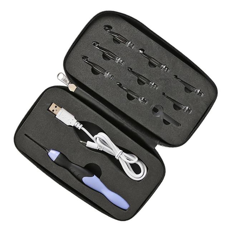 LED Sewing Tools Set DIY Weaving Sweater Tools Kit With USB Light Up Crochet Hooks 7