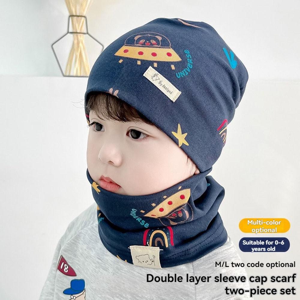 Plush Warm Baby Hat Scarf Set Winter Spring Cotton Infant Hat Duvet Fabric Beanie Hat For Kids 1