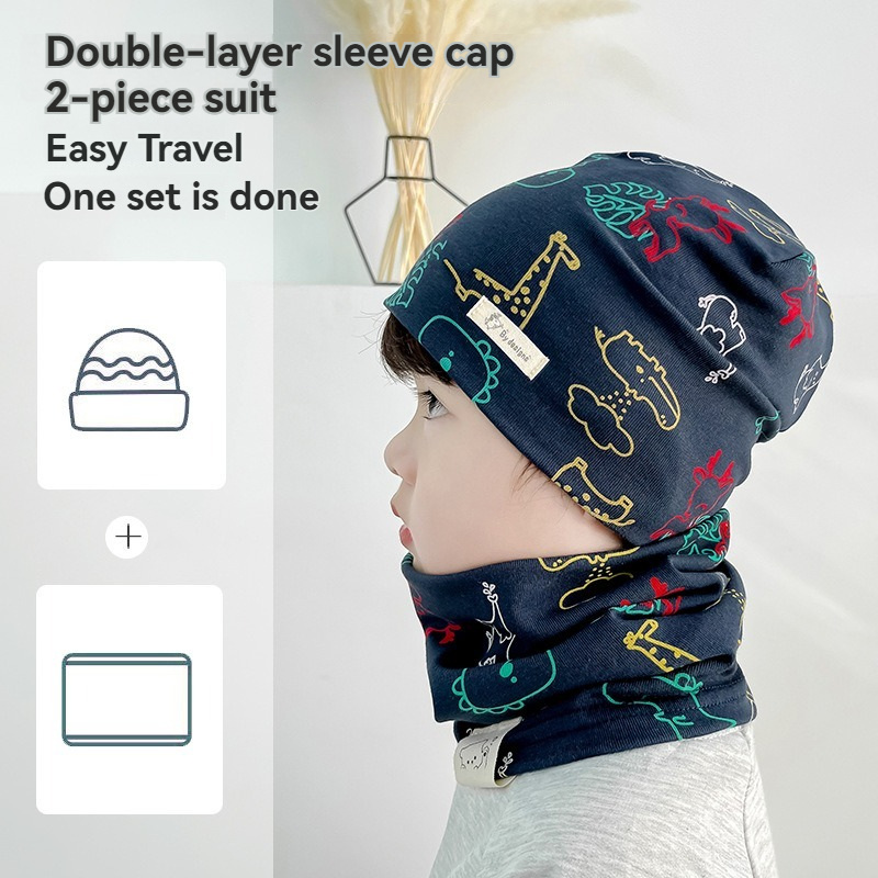 Plush Warm Baby Hat Scarf Set Winter Spring Cotton Infant Hat Duvet Fabric Beanie Hat For Kids 2