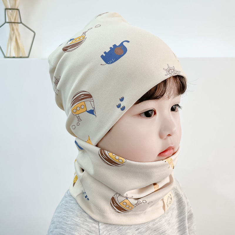 Plush Warm Baby Hat Scarf Set Winter Spring Cotton Infant Hat Duvet Fabric Beanie Hat For Kids 8