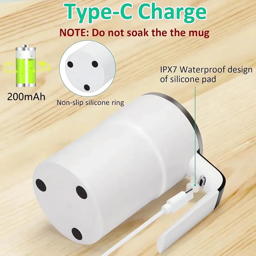 USB Charging Digital Display Mug Electric Coffee Self Mixing Mug Waterproof Coffee Stirring Cup 3