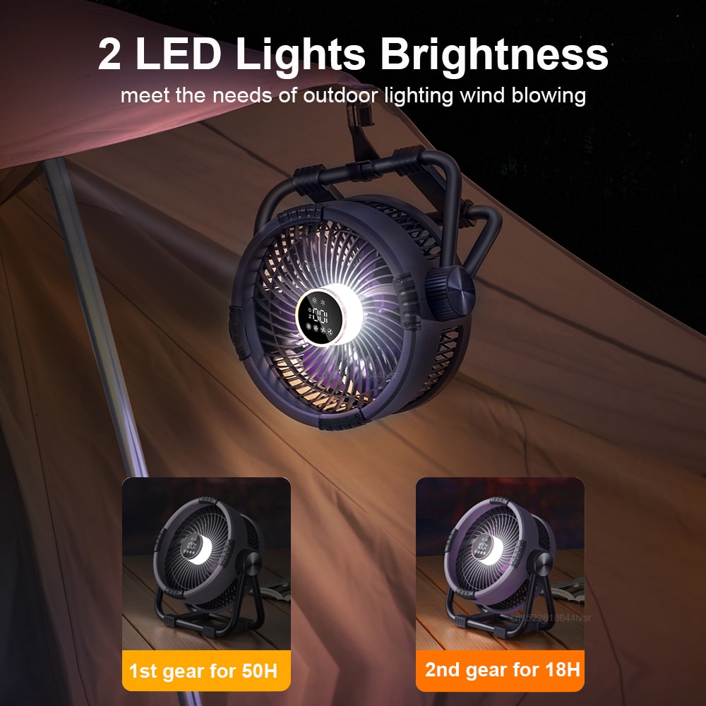 Rechargeable Wireless Air Circulators Fan With Hook Light Outdoor Portable Camping Fan Tent Ceiling 3