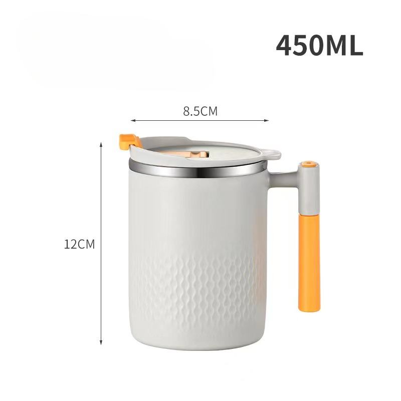 HeatResistant Double Wall Stainless Steel Coffee Mug 304 Steel Thermos LeakProof Lid And Handle 8